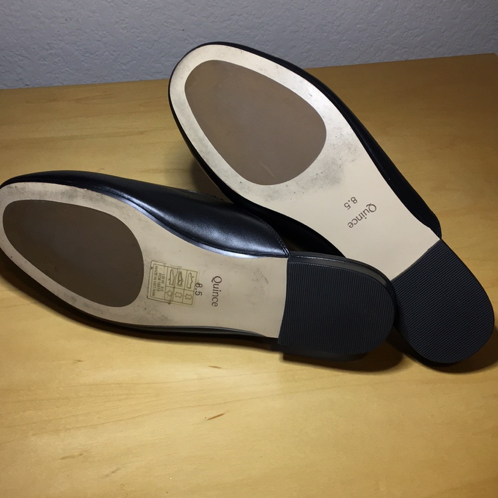 Quince Italian Leather Horsebit Loafer Mule Black w Gold Women’s Size 8.5 - Picture 7 of 9